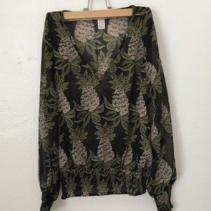 H&M Black Long-sleeve with pineapples